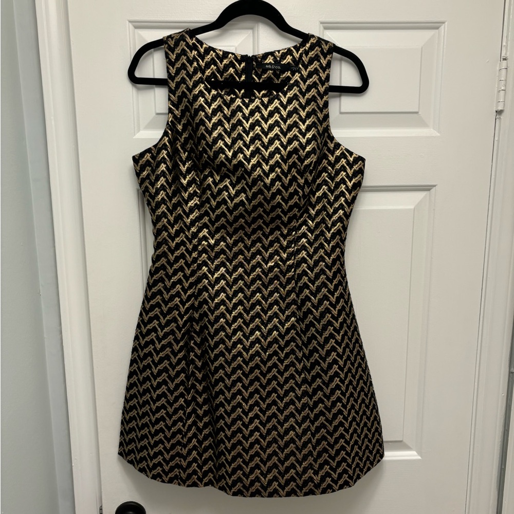 Ark & Co Black and Gold Chevron Mini Dress